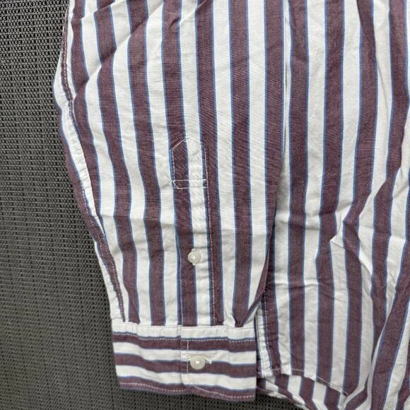American Eagle Mens Size M Classic Fit Striped Long Sleeve Button-Down Shirt - Picture 4 of 7
